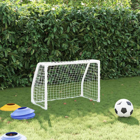 VidaXL børne fodboldmål 2 stk med bold 64x35x48 cm metal hvid