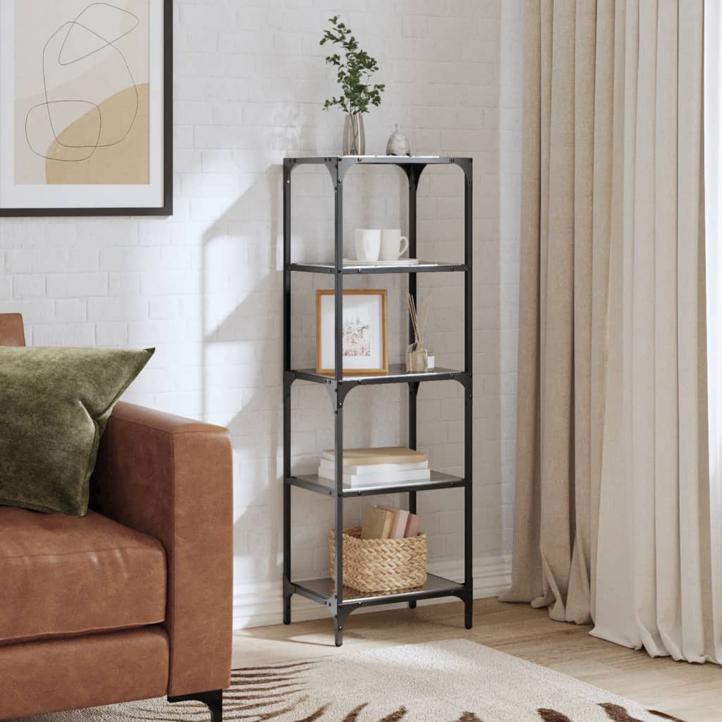 Vidaxx opbevaringsstativ med sort glasplade 40x30x123 cm stål