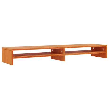 Vidaxl monitorstandaard 100x24x13 cm massief grenenhout wasbruin