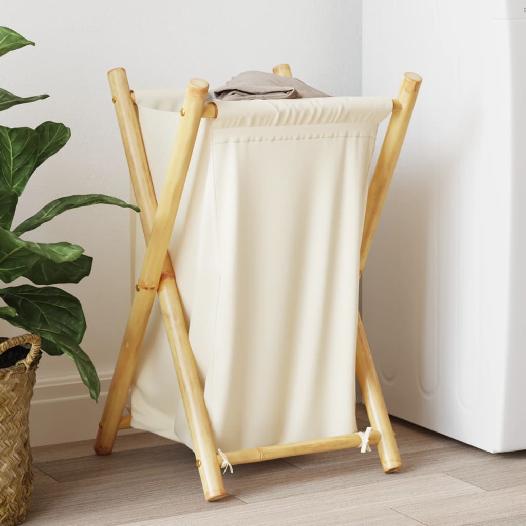 Vidaxx vasketøjskurv 41,5x36x63,5 cm bambus creme hvid