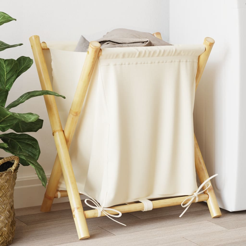 VidaXL vasketøjskurv 45x55x63,5 cm bambus creme hvid