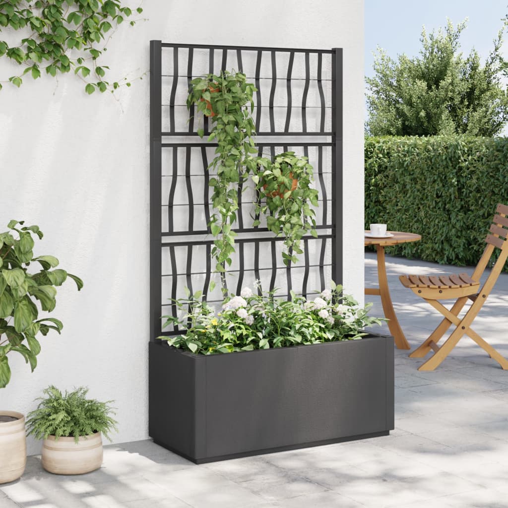 Vidaxx plantekasse med espalier 80x36x140 cm polypropylen mørkegrå