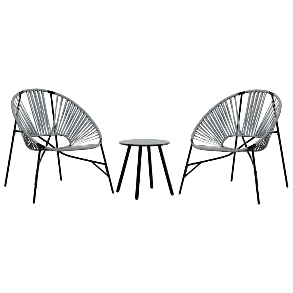 Vidaxl set tuinstoelen 3-delig poly rattan zwart en lichtgrijs