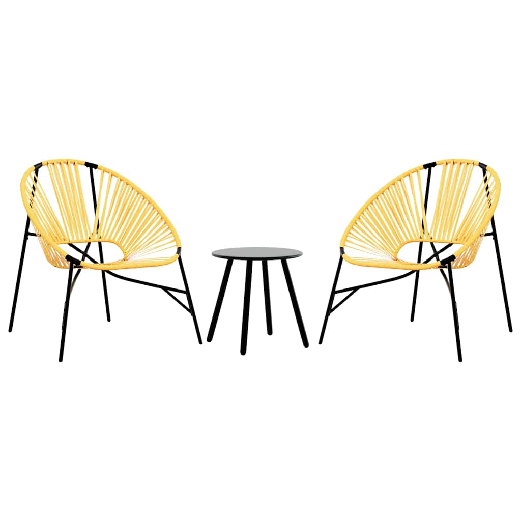 Vidaxl set tuinstoelen 3-delig poly rattan zwart en geel