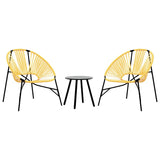 Vidaxl set tuinstoelen 3-delig poly rattan zwart en geel