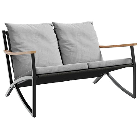 Vidaxl tuinbank met kussens 120 cm staal zwart