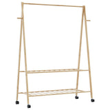 Vidaxx tøjstativ med hylder og hjul 132x45,5x155,5 cm bambus