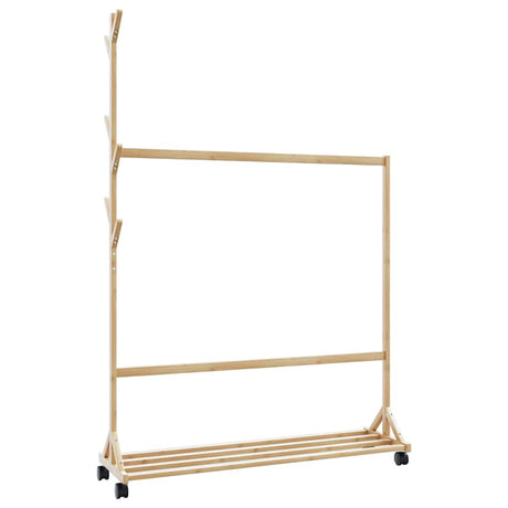 Vidaxx tøjstativ med kroge og hjul 100x35x157 cm bambus