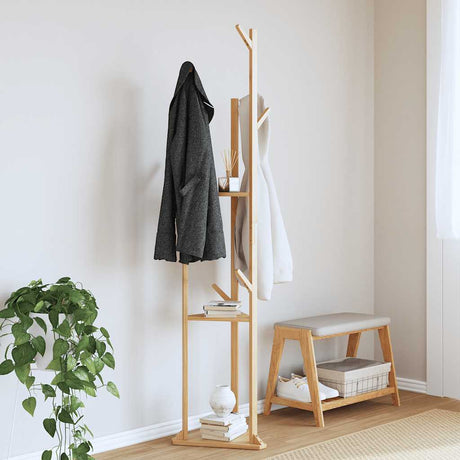 Vidaxxl knagerække med kroge og hylder 39x33x166 cm bambus