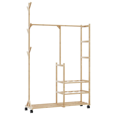 Vidaxx tøjstativ med hylder og hjul 100x38x175,5 cm bambus