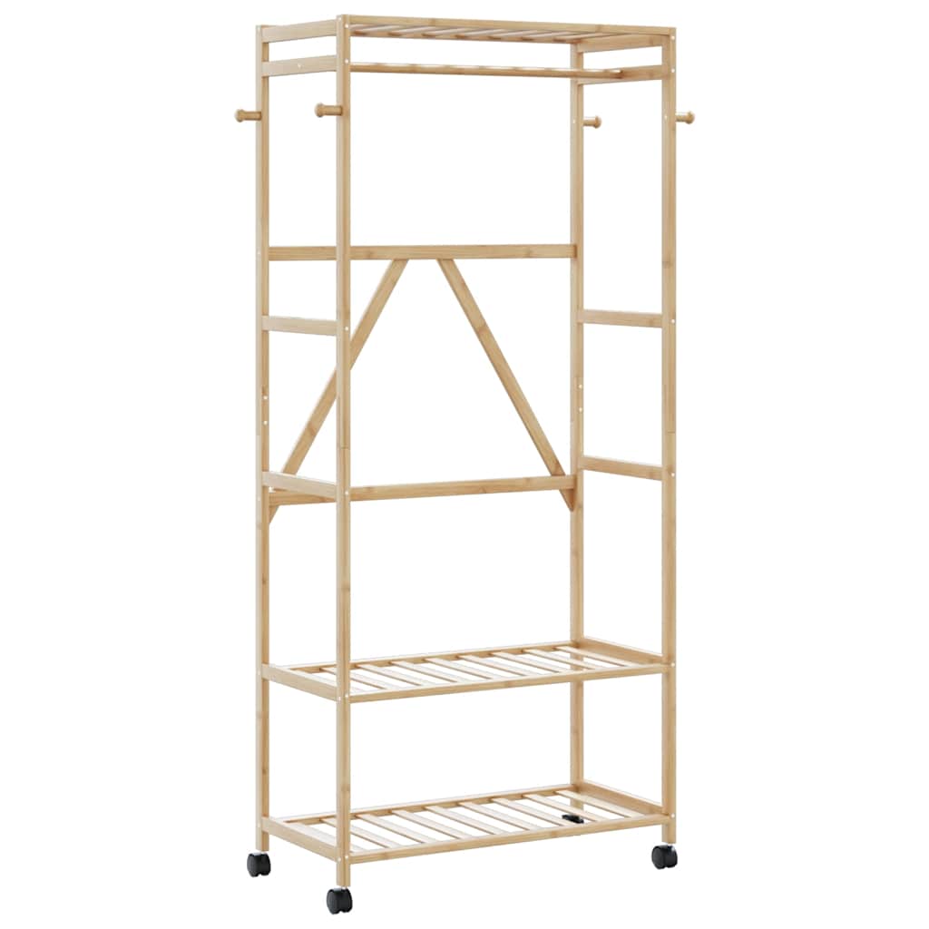 Vidaxx tøjstativ med hylder og hjul 90x40x179,5 cm bambus