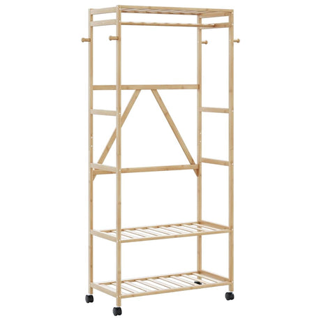 Vidaxx tøjstativ med hylder og hjul 90x40x179,5 cm bambus