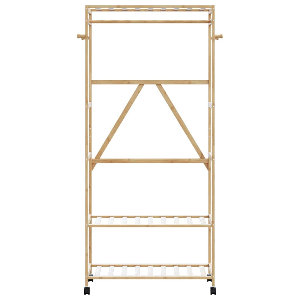 Vidaxx tøjstativ med hylder og hjul 90x40x179,5 cm bambus