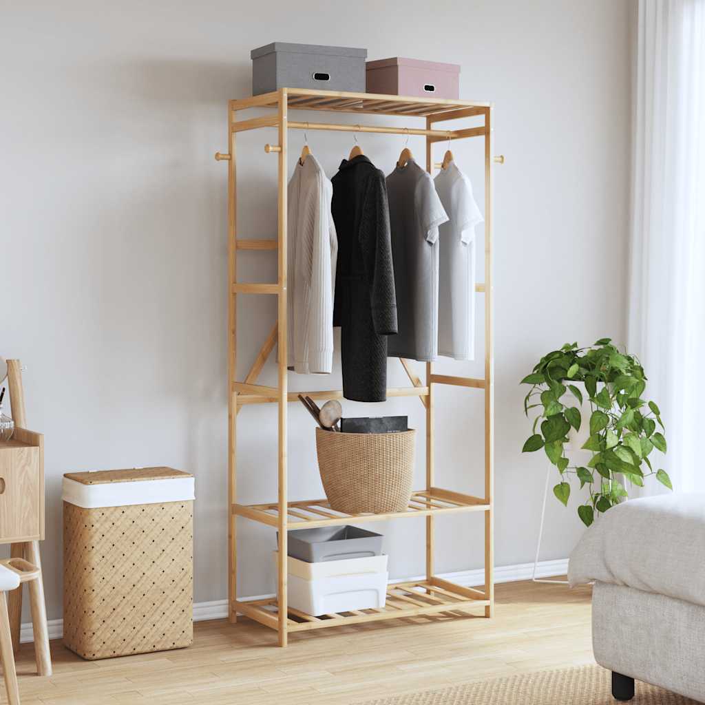 VidaXL tøjstativ med hylder 80x40x175 cm bambus