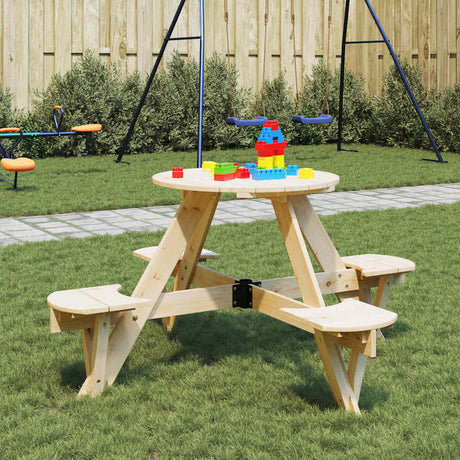Vidaxl picknicktafel voor 4 kinderen met parasolgat rond vurenhout
