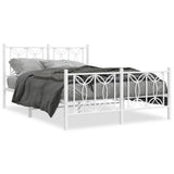 Vidaxl bedframe met hoofd- en voeteneinde metaal wit 140x200 cm