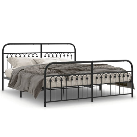 Vidaxl bedframe met hoofd- en voeteneinde metaal zwart 183x203 cm