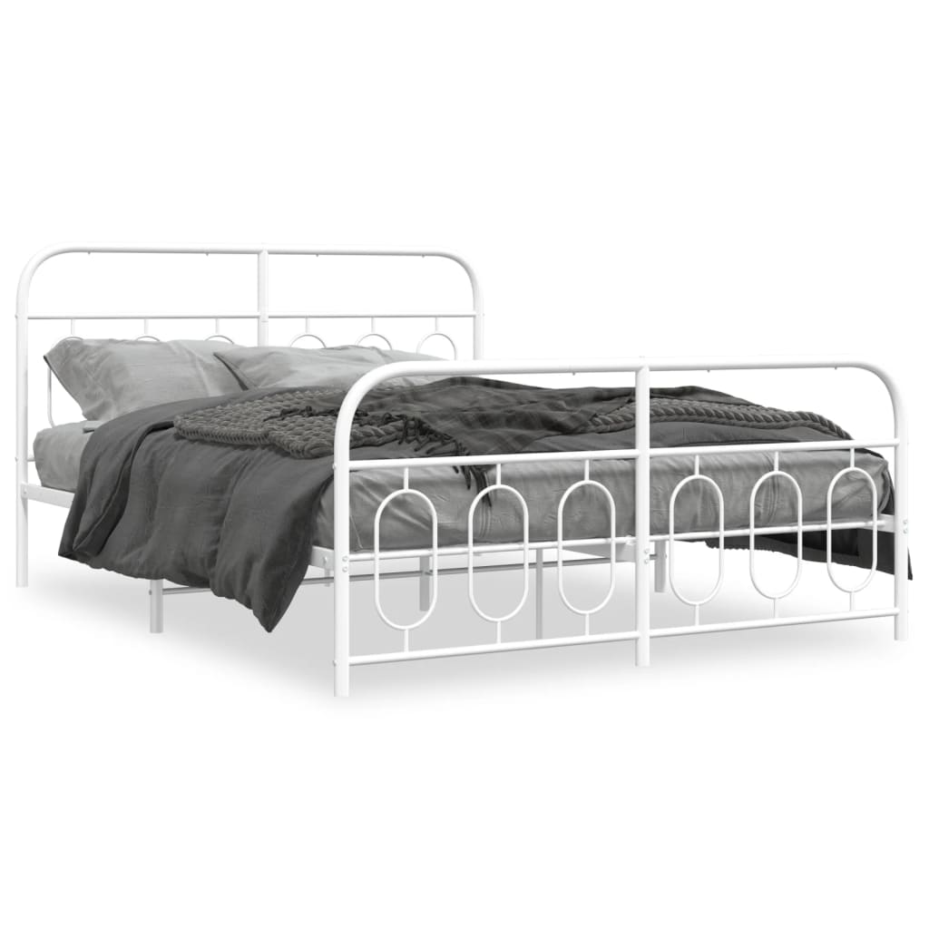 Vidaxl bedframe met hoofd- en voeteneinde metaal wit 135x190 cm