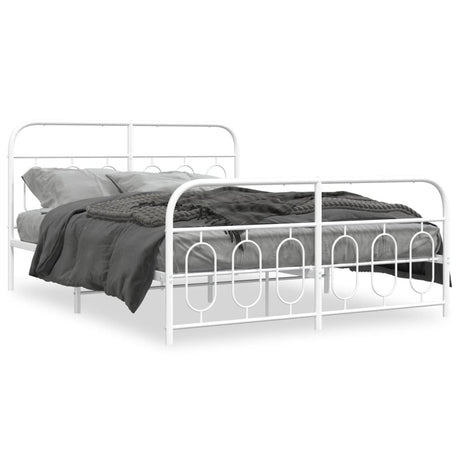 Vidaxl bedframe met hoofd- en voeteneinde metaal wit 135x190 cm