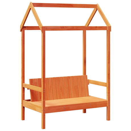Vidaxl bank met dak 117,5x70x176,5 cm massief grenenhout wasbruin