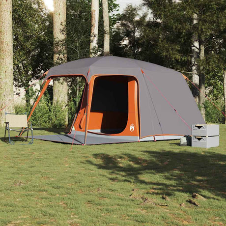 VidaXL campingtelt med verandakuppel, 5 personer, vandtæt, grå orange