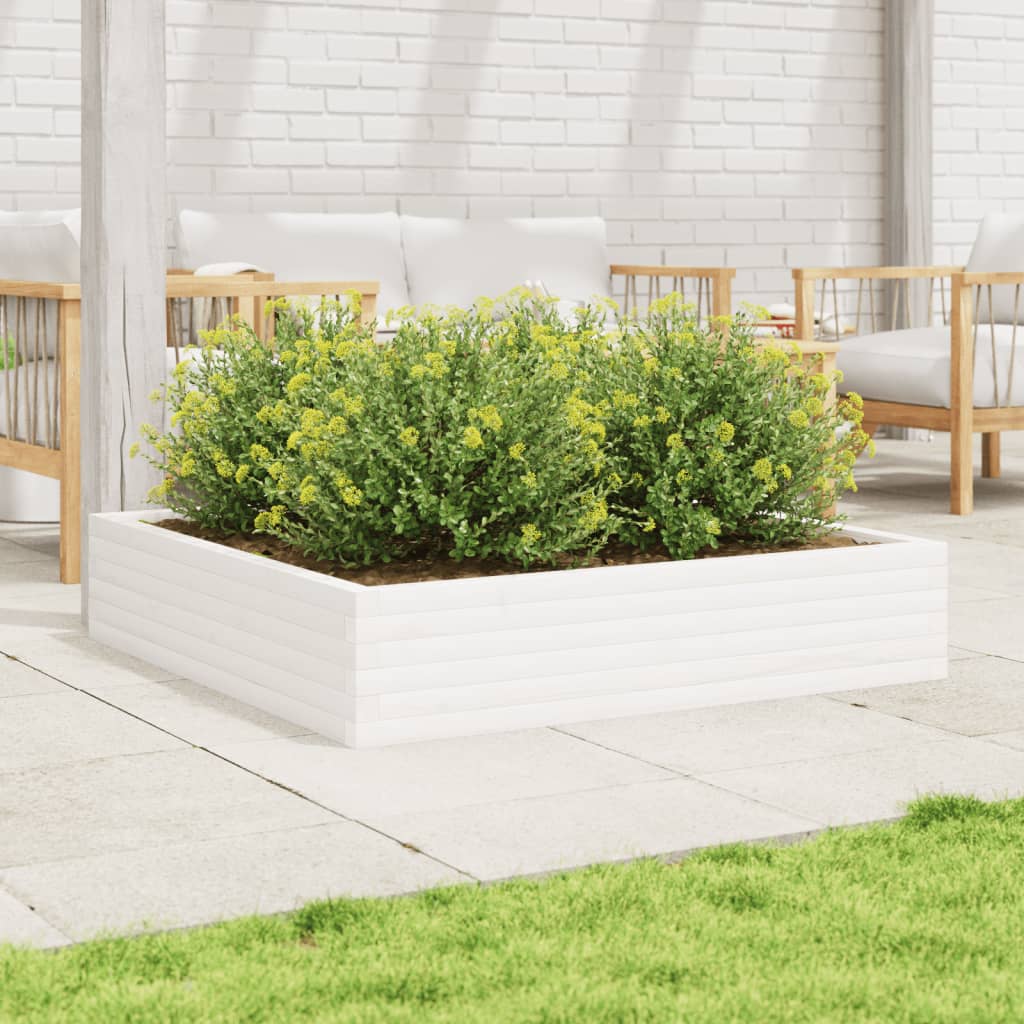 Vidaxx plantekasse 110x110x23 cm massiv fyrretræ hvid