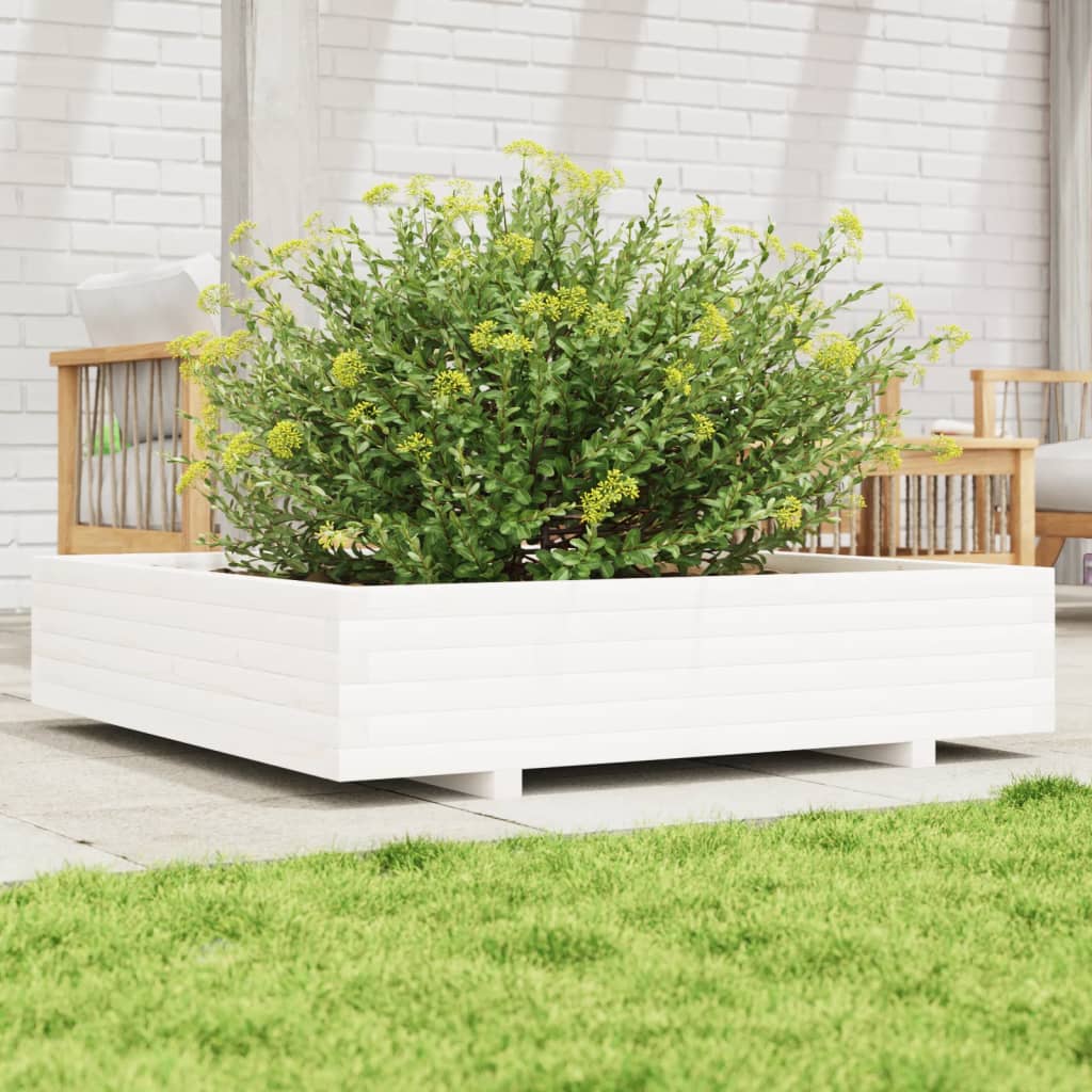 Vidaxx plantekasse 110x110x26,5 cm massiv fyrretræ hvid