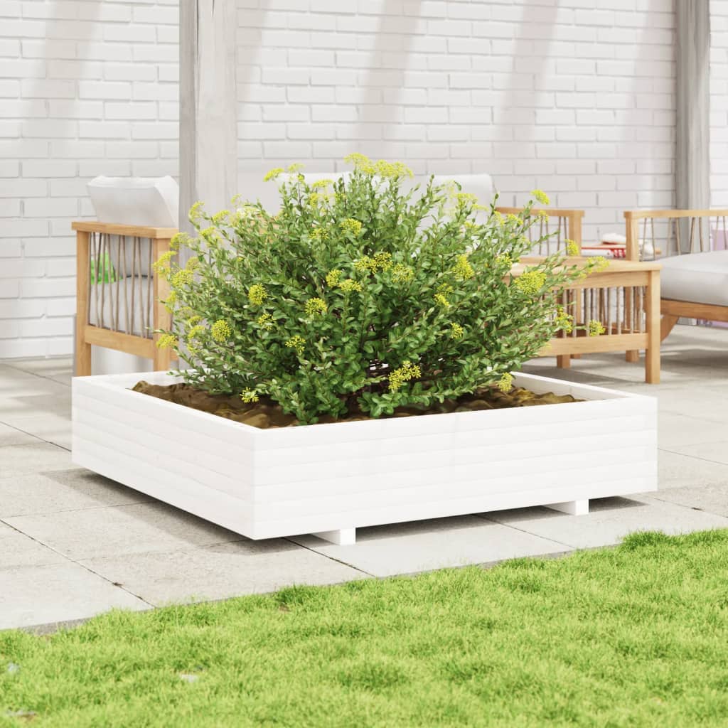 Vidaxx plantekasse 110x110x26,5 cm massiv fyrretræ hvid