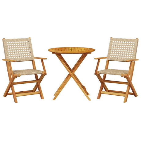 Vidaxl 3-delige bistroset poly rattan en massief hout beige