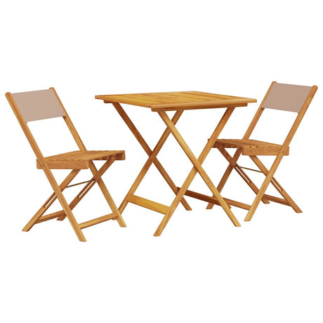 Vidaxl 3-delige bistroset stof en massief hout taupe