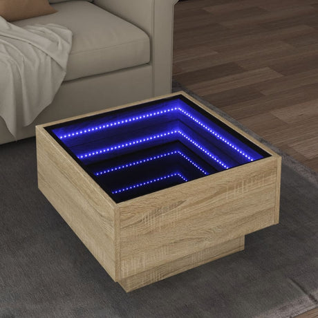 Vidaxl salontafel met led 50x50x30 cm bewerkt hout sonoma eikenkleurig