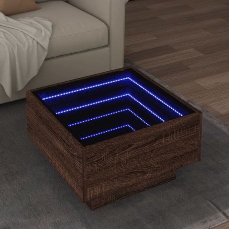 Vidaxl salontafel met led 50x50x30 cm bewerkt hout bruin eikenkleurig