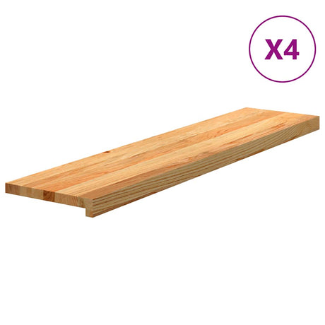 VidaXL trappetrin 4 stk 110x25x2 cm massiv eg lysebrun
