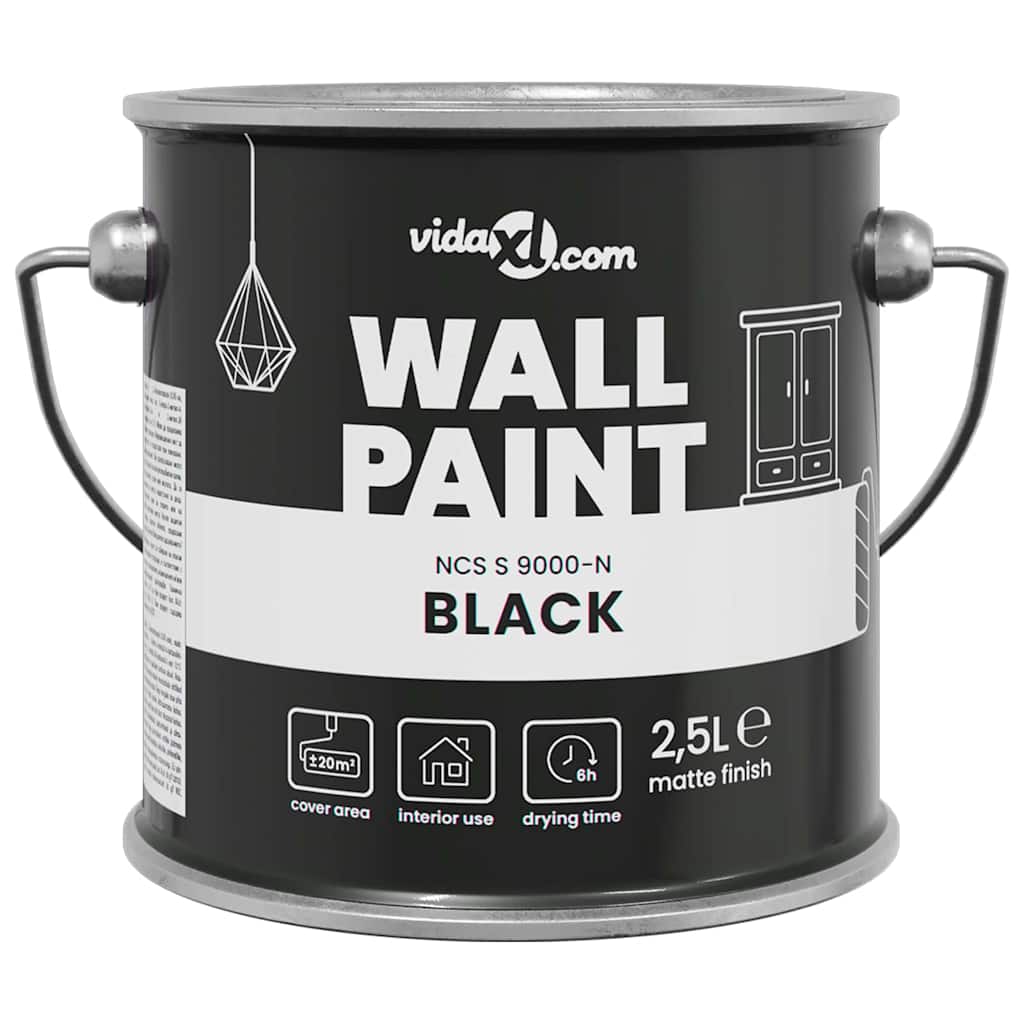 VidaXL vægmaling sort 2,5 l vægprint