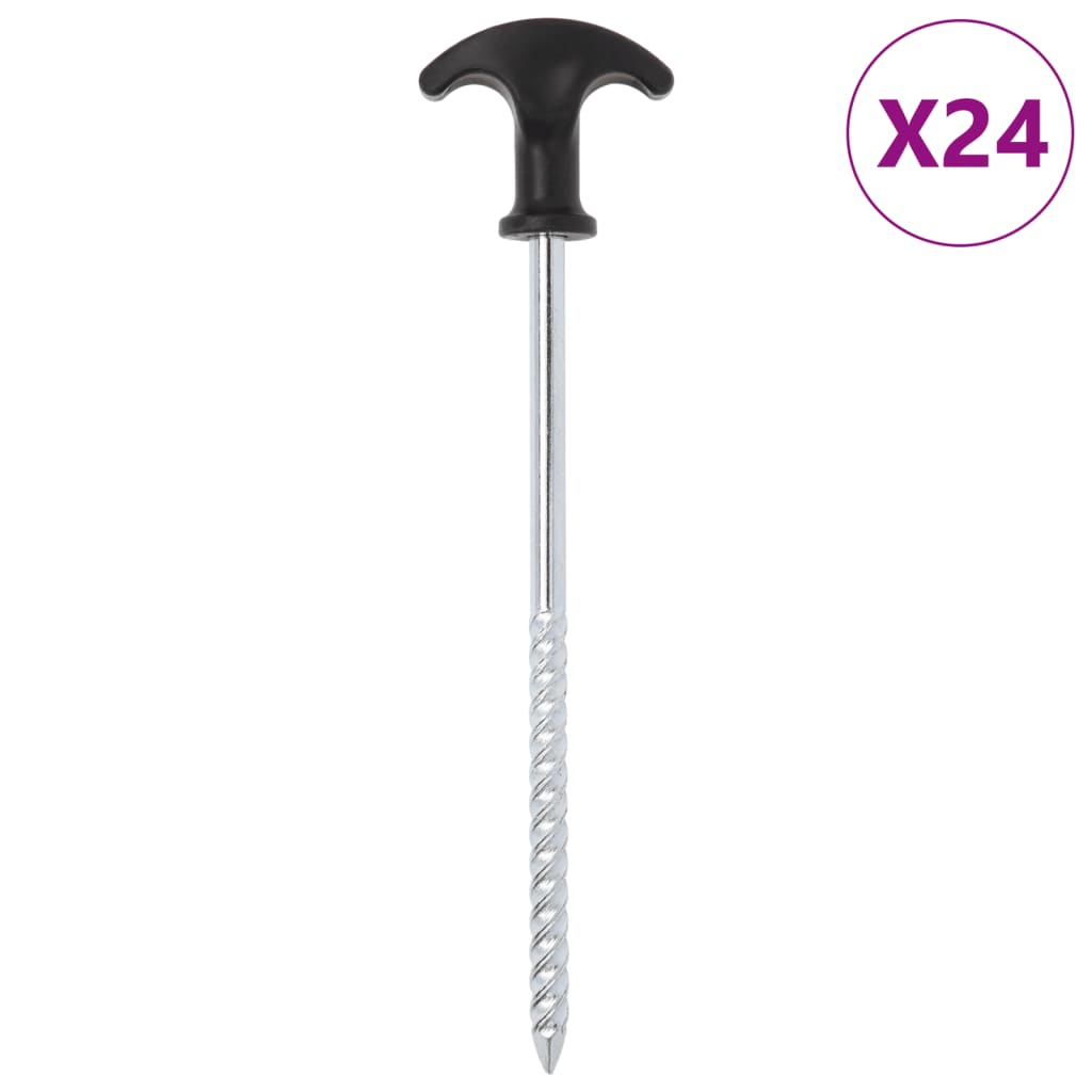 Vidaxl teltpløkker 24 stk ø7 mm 20 cm galvaniseret stål