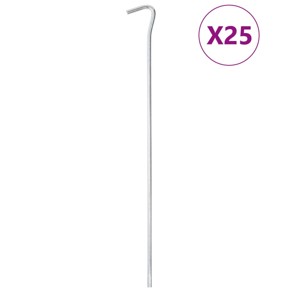 Vidaxl teltpløkker 25 stk ø7 mm 30 cm galvaniseret stål