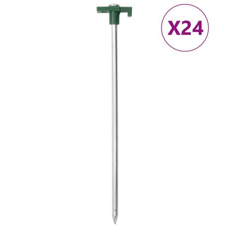 Vidaxl teltpløkker 24 stk 7 mm 25 cm galvaniseret stål polypropylen