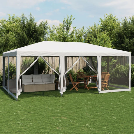 VidaXL partytelt med 10 mesh sidevægge 6x4 m HDPE hvid