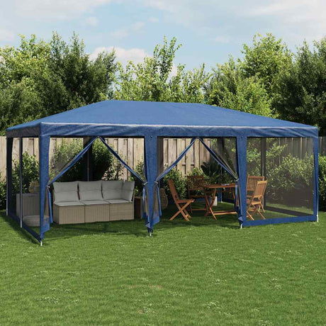 VidaXL partytelt med 10 mesh sidevægge 6x4 m HDPE blå