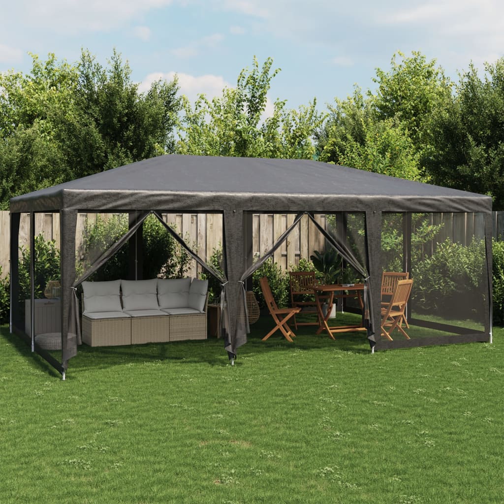 VidaXL partytelt med 10 mesh sidevægge 6x4 m HDPE antracit