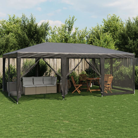 VidaXL partytelt med 10 mesh sidevægge 6x4 m HDPE antracit