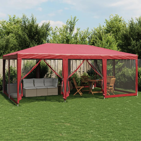 VidaXL partytelt med 10 mesh sidevægge 6x4 m HDPE rød