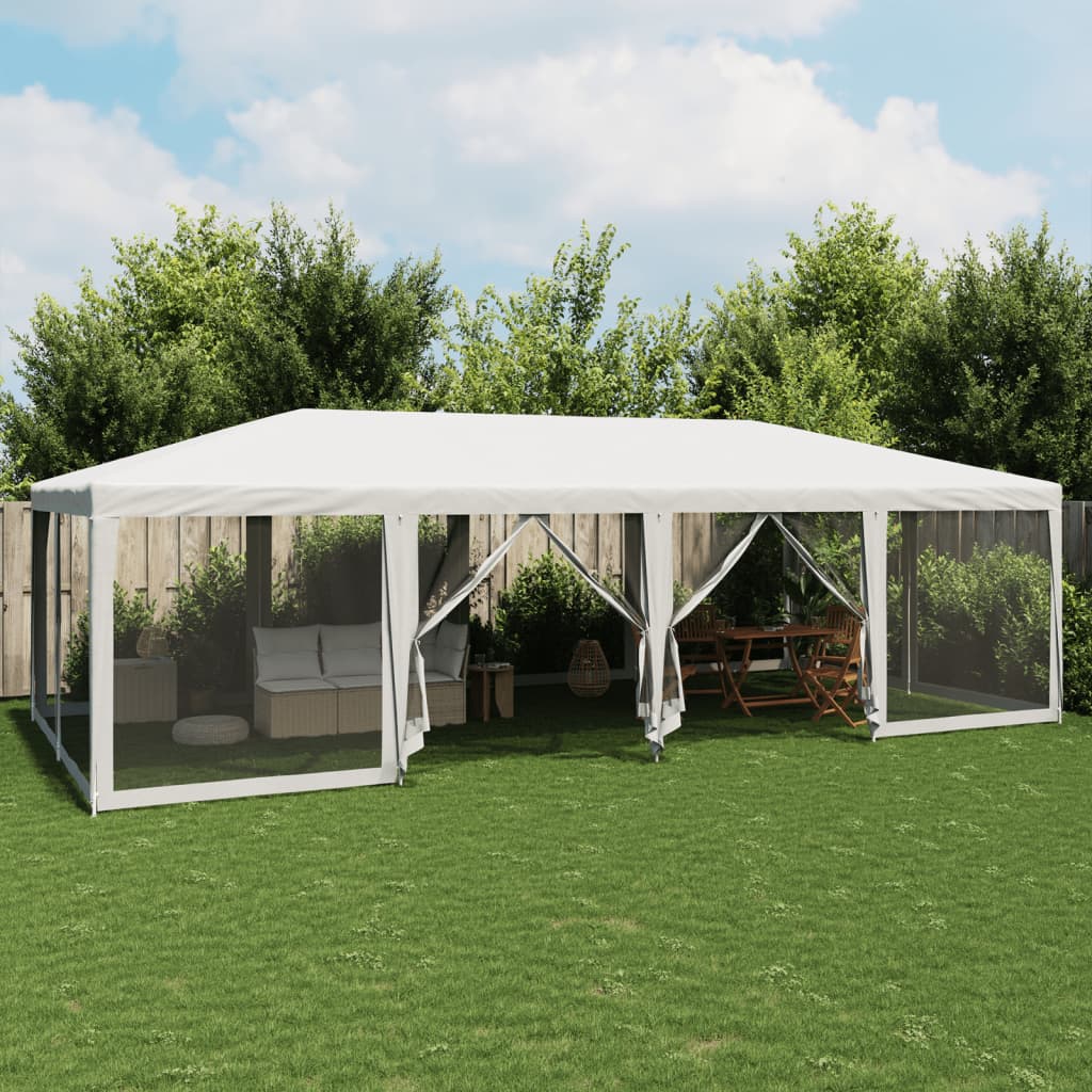 VidaXL partytelt med 12 mesh sidevægge 8x4 m HDPE hvid