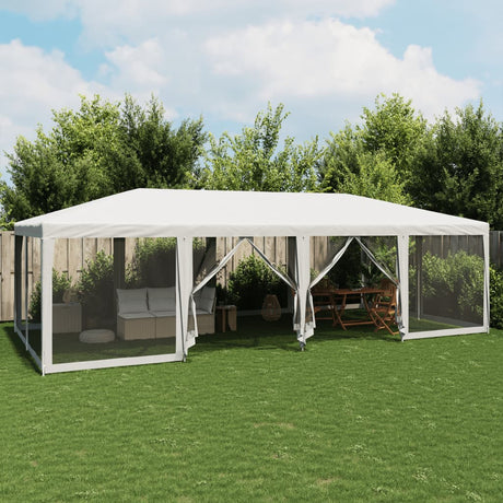 VidaXL partytelt med 12 mesh sidevægge 8x4 m HDPE hvid