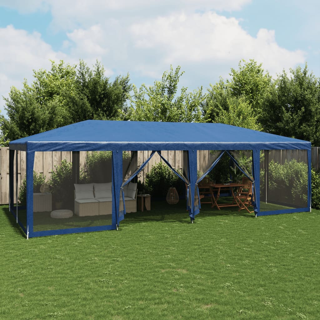 VidaXL partytelt med 12 mesh sidevægge 8x4 m HDPE blå