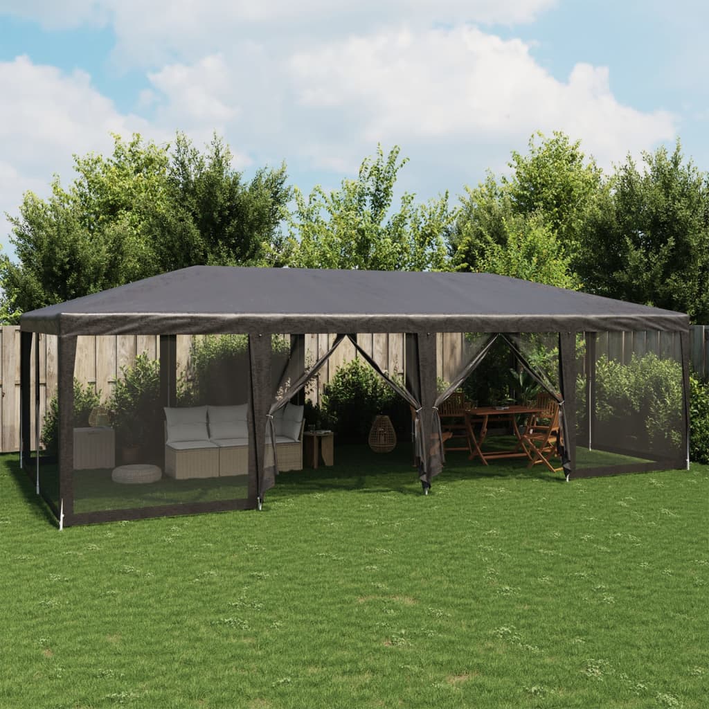 VidaXL partytelt med 12 mesh sidevægge 8x4 m HDPE antracit