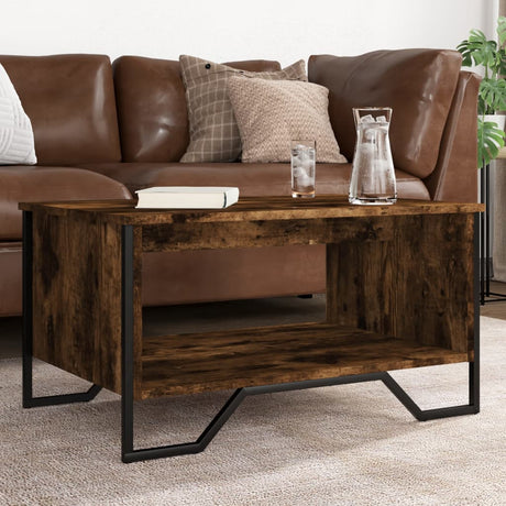 Vidaxl salontafel 75x51x40 cm bewerkt hout gerookt eikenkleurig