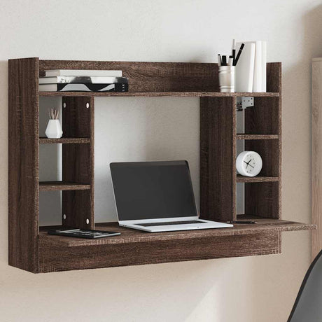 Vidaxl wandbureau 105x48x75 cm bewerkt hout bruin eikenkleurig