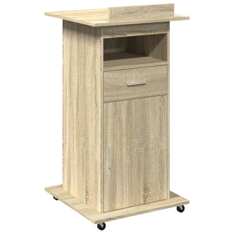 Vidaxl lessenaar met wielen en lade 55x55x107 cm hout sonoma eiken