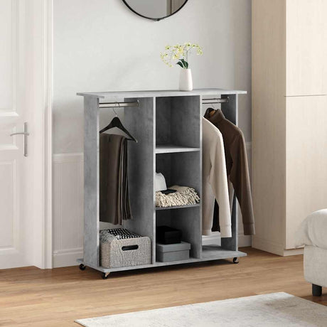Vidaxx garderobe med hjul 102x38x110 cm konstrueret træ betongrå